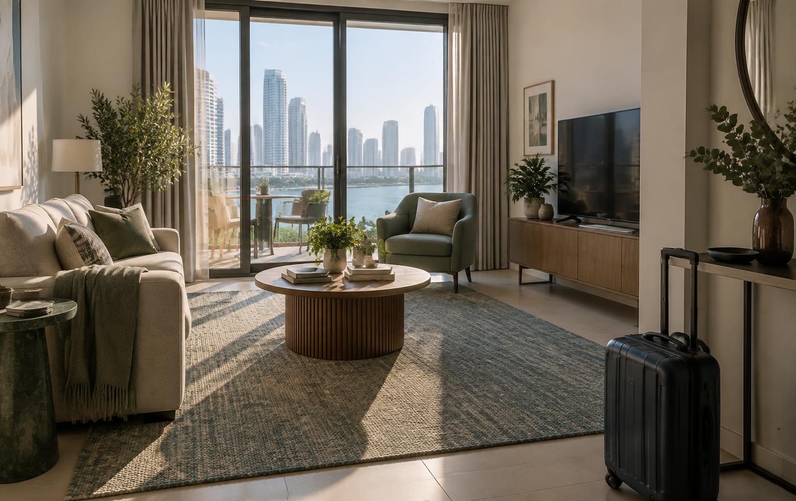 Verhuurklaar appartement met uitzicht op het waterfront van Abu Dhabi